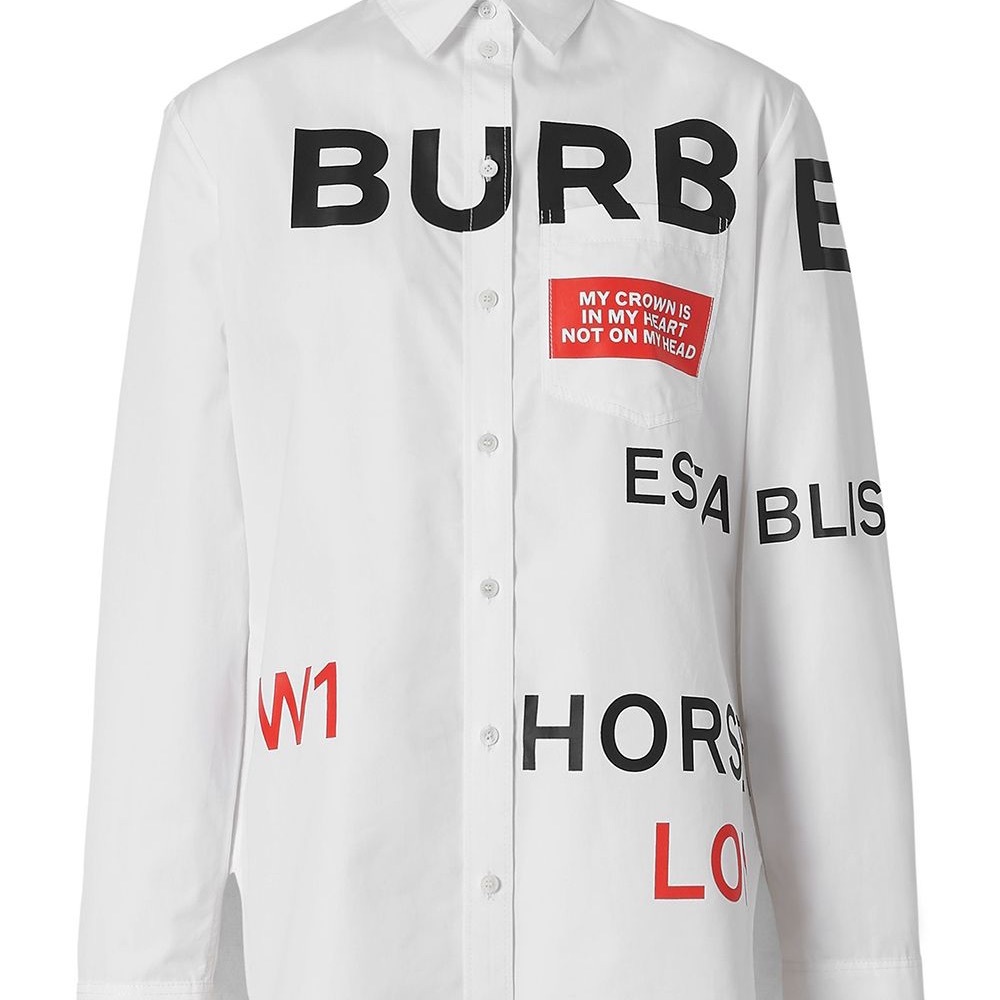 Burberry Horseferry Oversized Button Down Shirt.